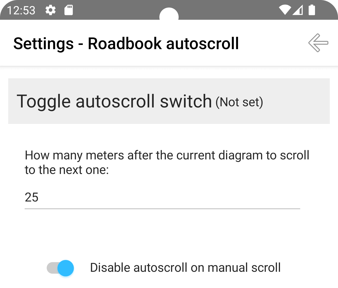 RBR Roadbook Reader autoscroll feature