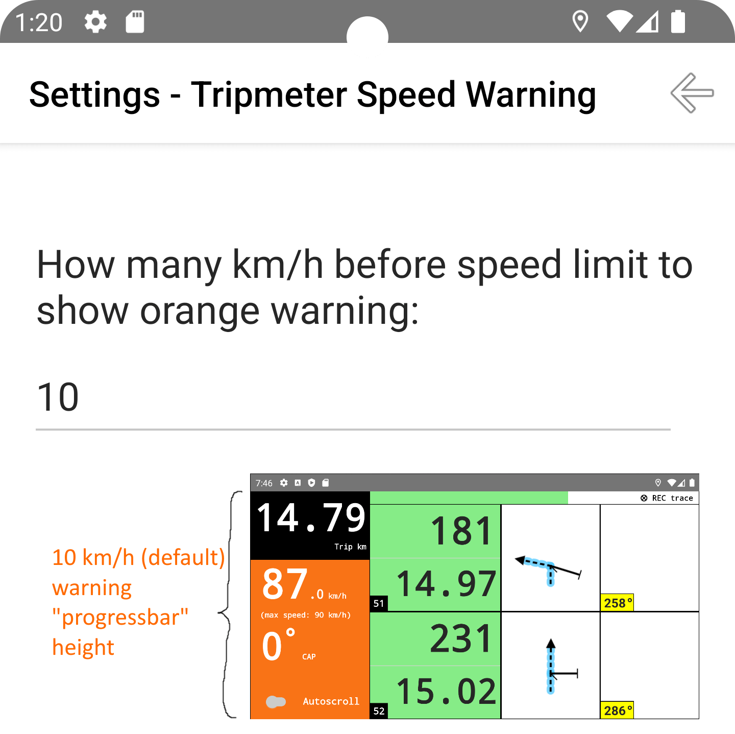 App speed warning